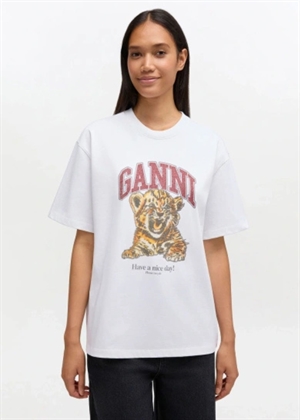 Beaded Baby Tiger tee Bright White A1050060 Ganni 